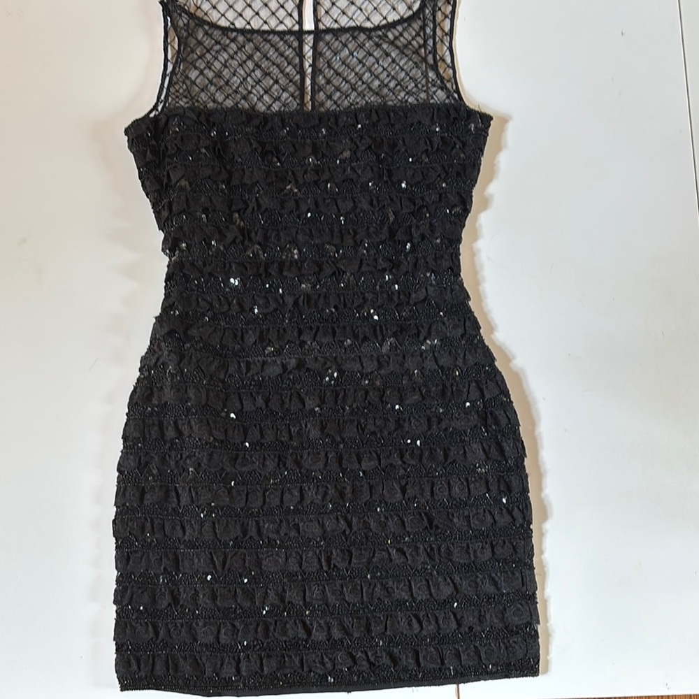 Lillie Rubin Elegant Black Lace /Sequin / Beaded cocktail Dress